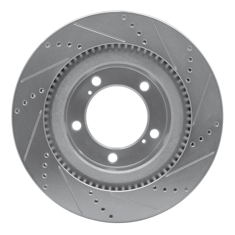 Lexus LX570 Brake Rotor (1) - Front Left - R1 Concepts - Drilled & Slotted - Silver - `07-`22